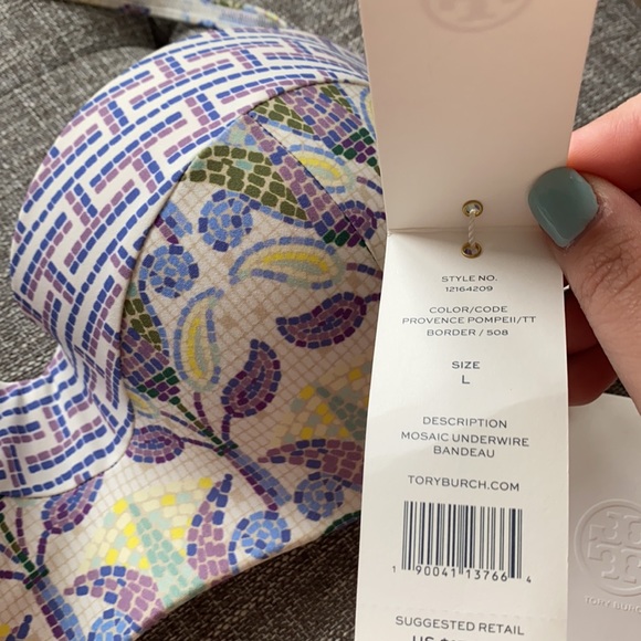 NWT Tory Burch Mosaic Underwire Bandeau Size L - Picture 2 of 4